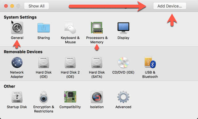 VMware Fustion Settings